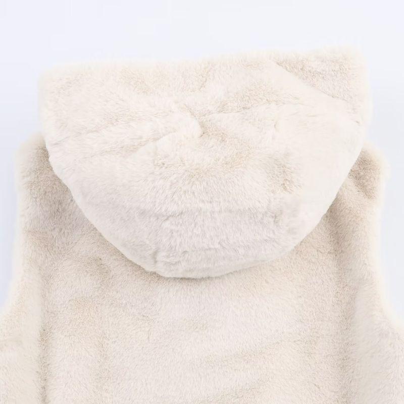 Za Autumn and Winter New Arrivals Women's Clothing Zr European and American Style Fashionable Hooded Faux Fur Effect Vest 6318800