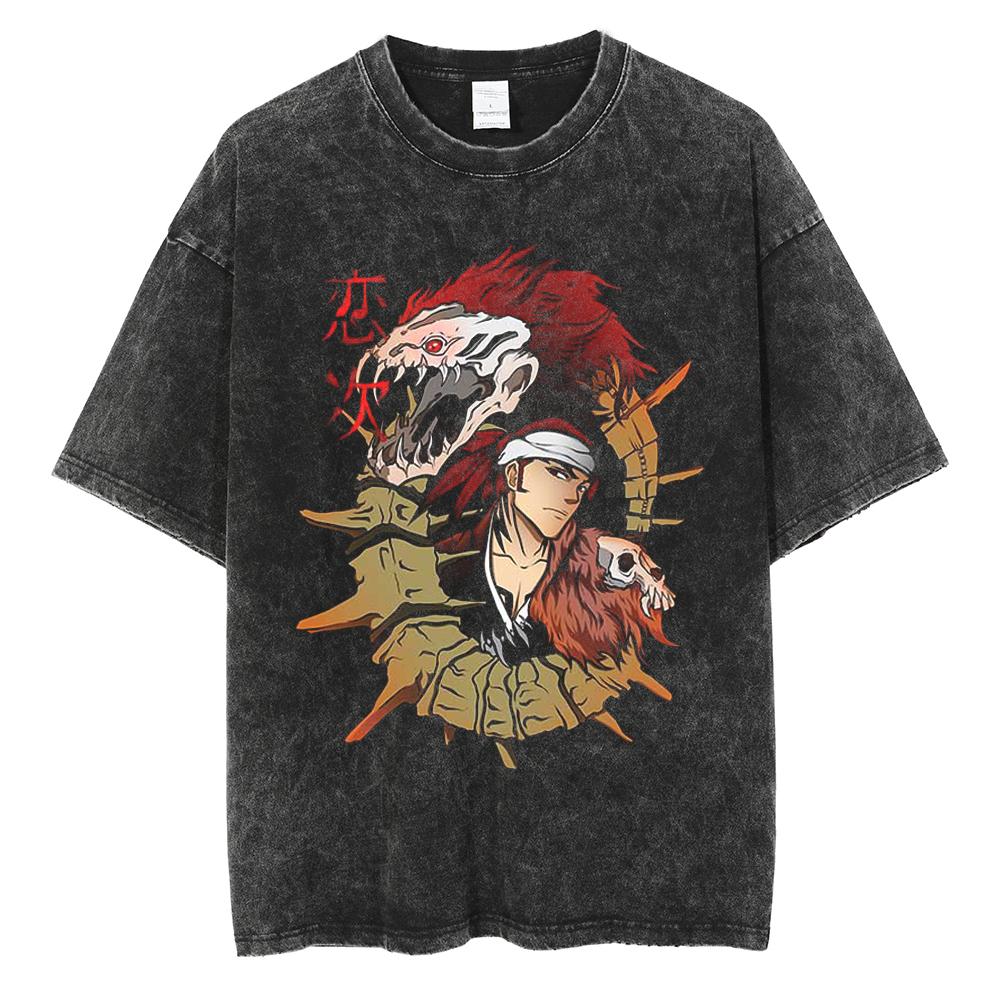 Japonia Anime Bleach Zaraki Kenpachi Graficzny Nadruk T-shirt Męski Damski Koszulki Manga Harajuku Męski Oversize Prany Bawełniany T-shirt