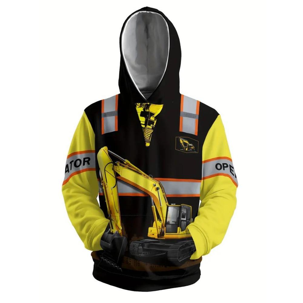 Excavator Worker Operator 3D Print Hoodies Men's Women Hooded Sweatshirts Streetwear Pullover Harajuku Coat Top Man Clothing