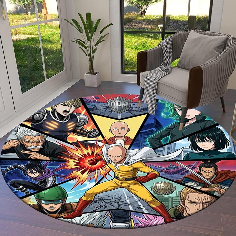 Onepunch Man Round Area Rug Carpet Rug For Living Room Bedroom Sofa Playroom Decor Nonslip Floor Mat
