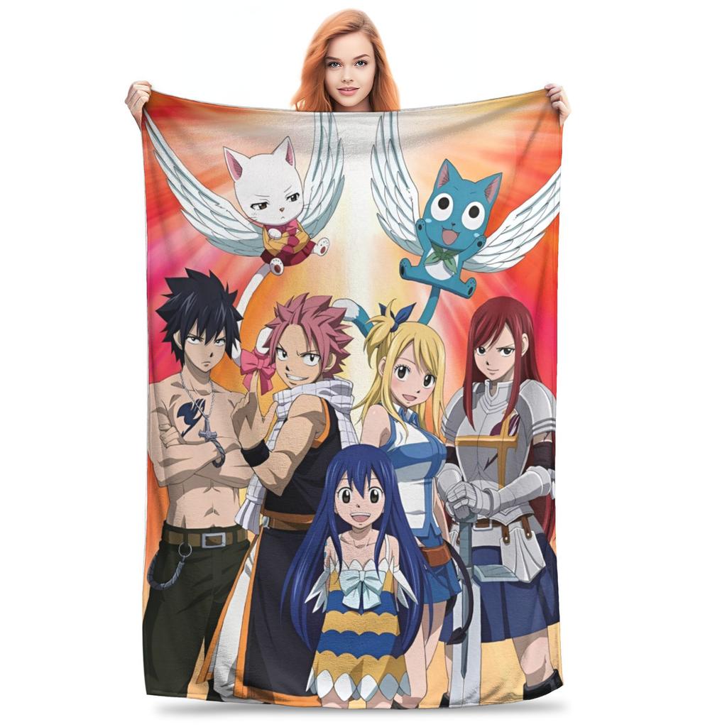 Fairy Tail Knitted Blanket Flannel  Super Soft Throw Blankets for Outdoor Travel Bedspread