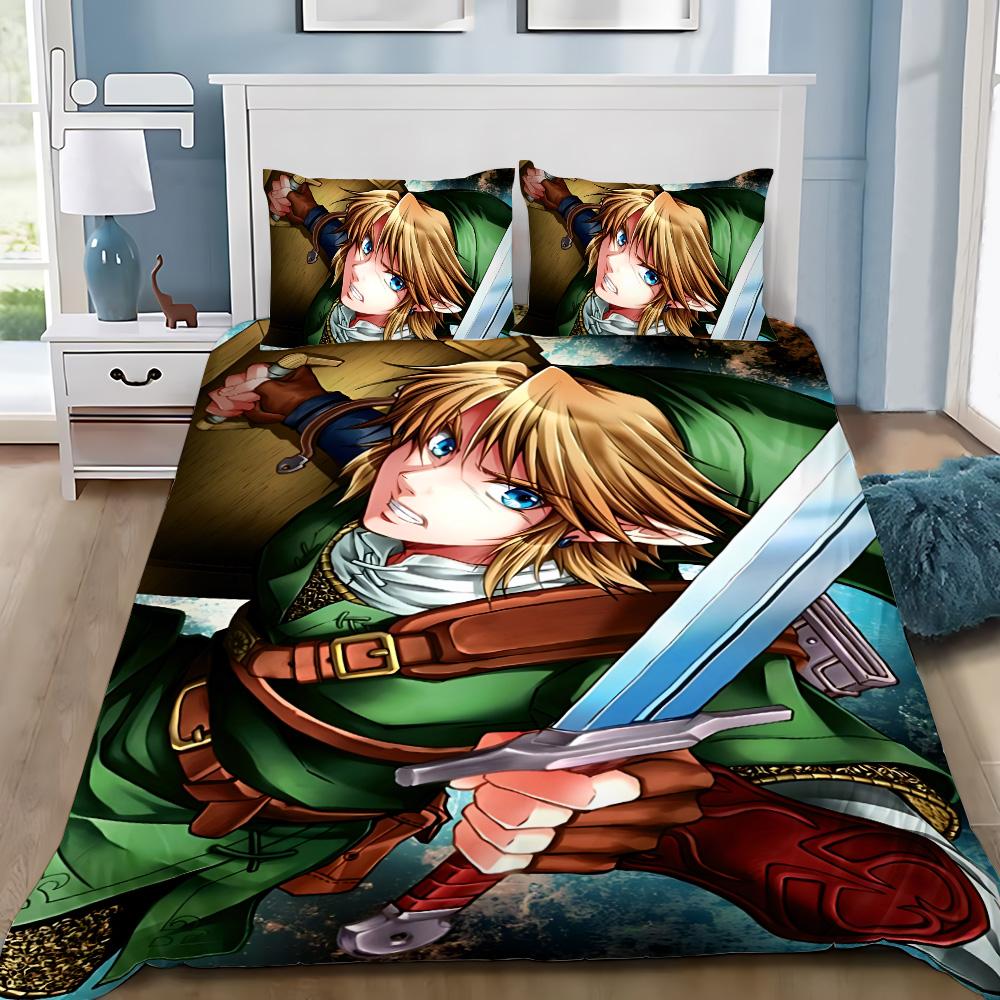 Games Z-Zeldas Of Legends Duvet Cover Pillowcase Game Scene Print Bedding Set Adult Boy Bedroom Decoration Single Double Siz