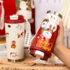 Portable Christmas Snowman Stainless Steel Water Bottle with Straw