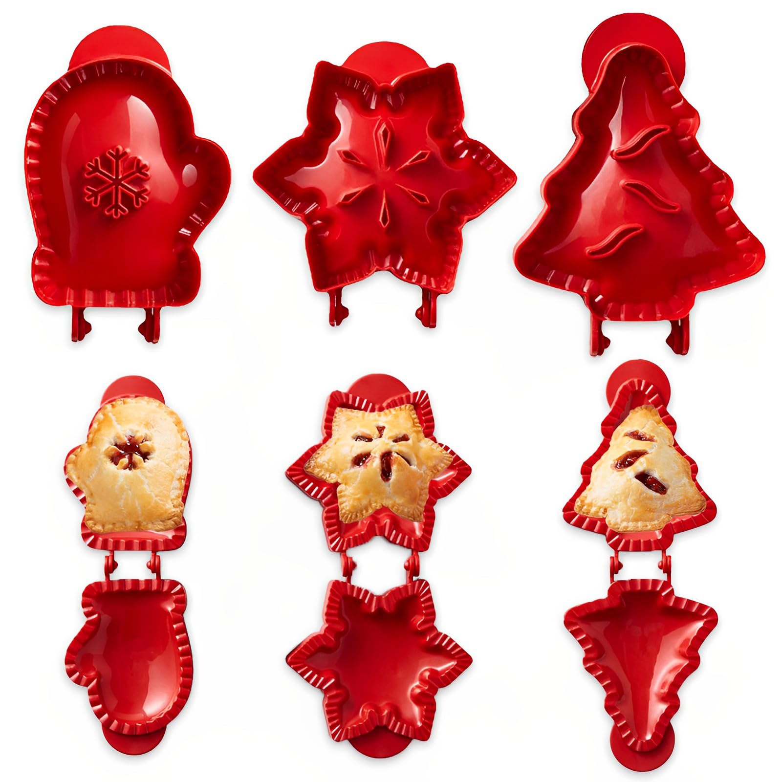

3Pcs/Set Christmas Tree Snowflake Mitten Shape Plastic Cookie Mold Kitchen Baking Tool (BPA Free, No FDA) A