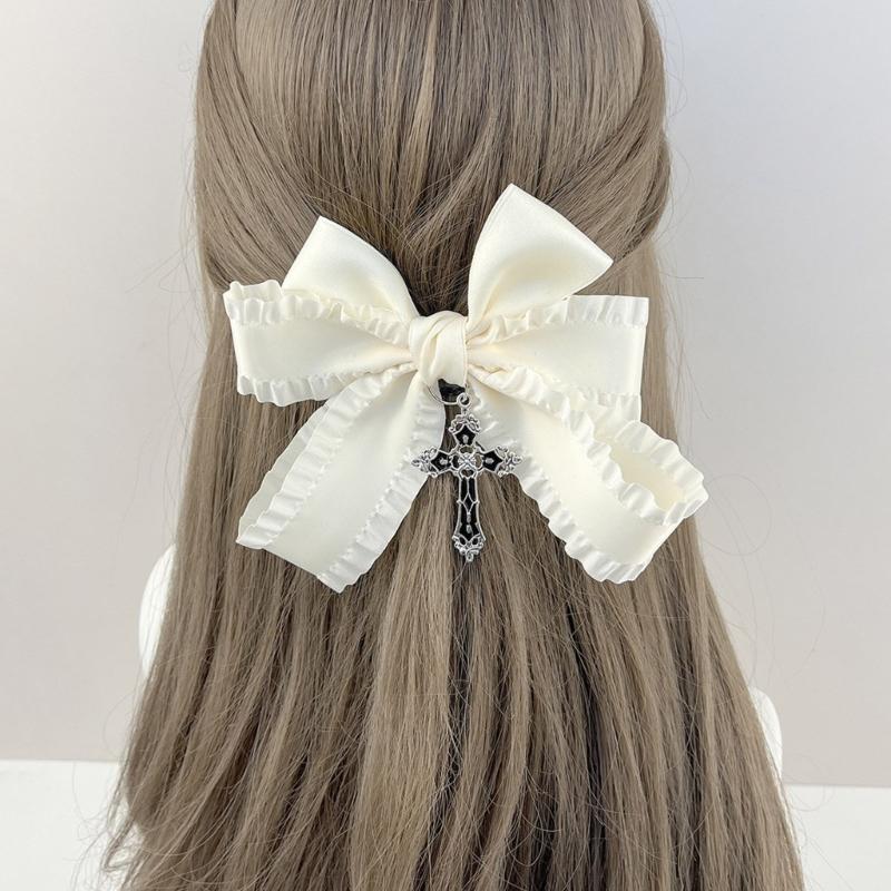 Gothic Schleife Schleifenknoten Haarspange Süße Große Schleifen Haarnadel Damen Haarstyling Zubehör für Dünnes Haar Französische Spangen