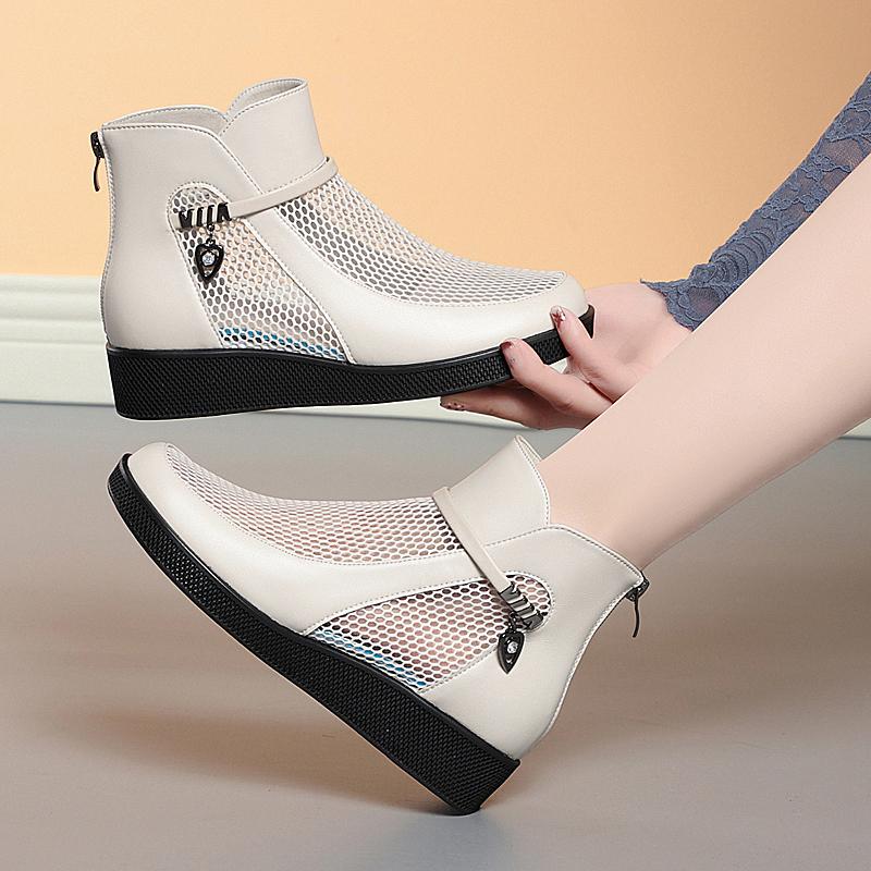 Fashion AIYUQI Women's Cool Boots Summer Genuine Leather 2025 New Platform Women's Shoes Fashion Large Size Women's Mesh Boots