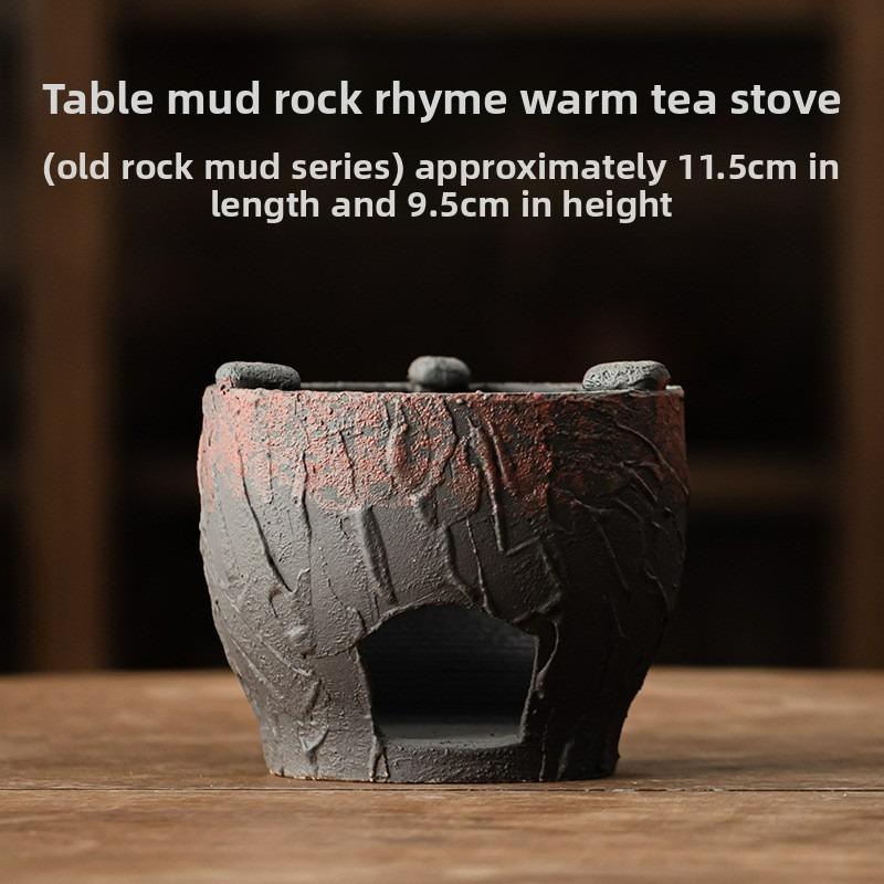 Grobes Keramik Tee-Kochset Holzkohleofen Komplettset für Milchtee-Zubereitung Kleiner Heimgebrauch Retro-Stil Wärmer Brühgerät