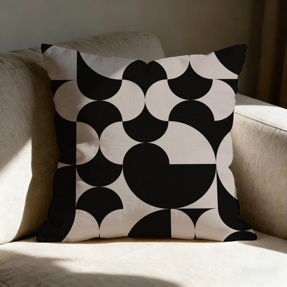 Reduced Geometry Pillow Case Linen Pillow Covers Cover For Couch Living Room Bench Patio Floor Linen Home Decor