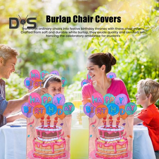 2 Pcs Chair Covers Colorful Cartoon Print Reusable Washable Classroom Birthday Back-to-School Party Decor Chair Seat Decoration Chair Back Cushions