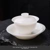 Ice Jade Gaiwan: Large Luxury White Porcelain Tea Bowl & Cup