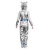 Mädchen Alien Halloween Kostüm Metallischer Glanz Kapuze Langarm Reißverschluss Vorne Jumpsuit Kostümparty Outfit