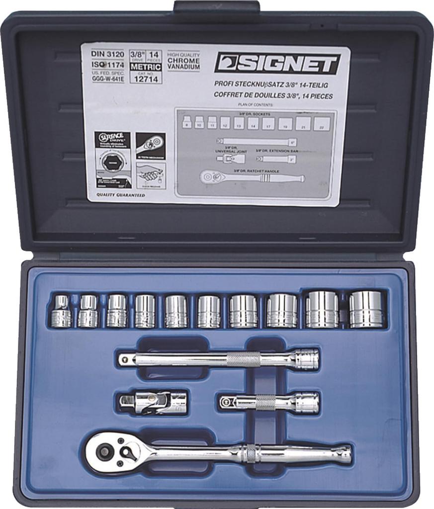 SIGNET Drive MM Socket Wrench Set 12714 (#812910B) 3/8 14-Piece