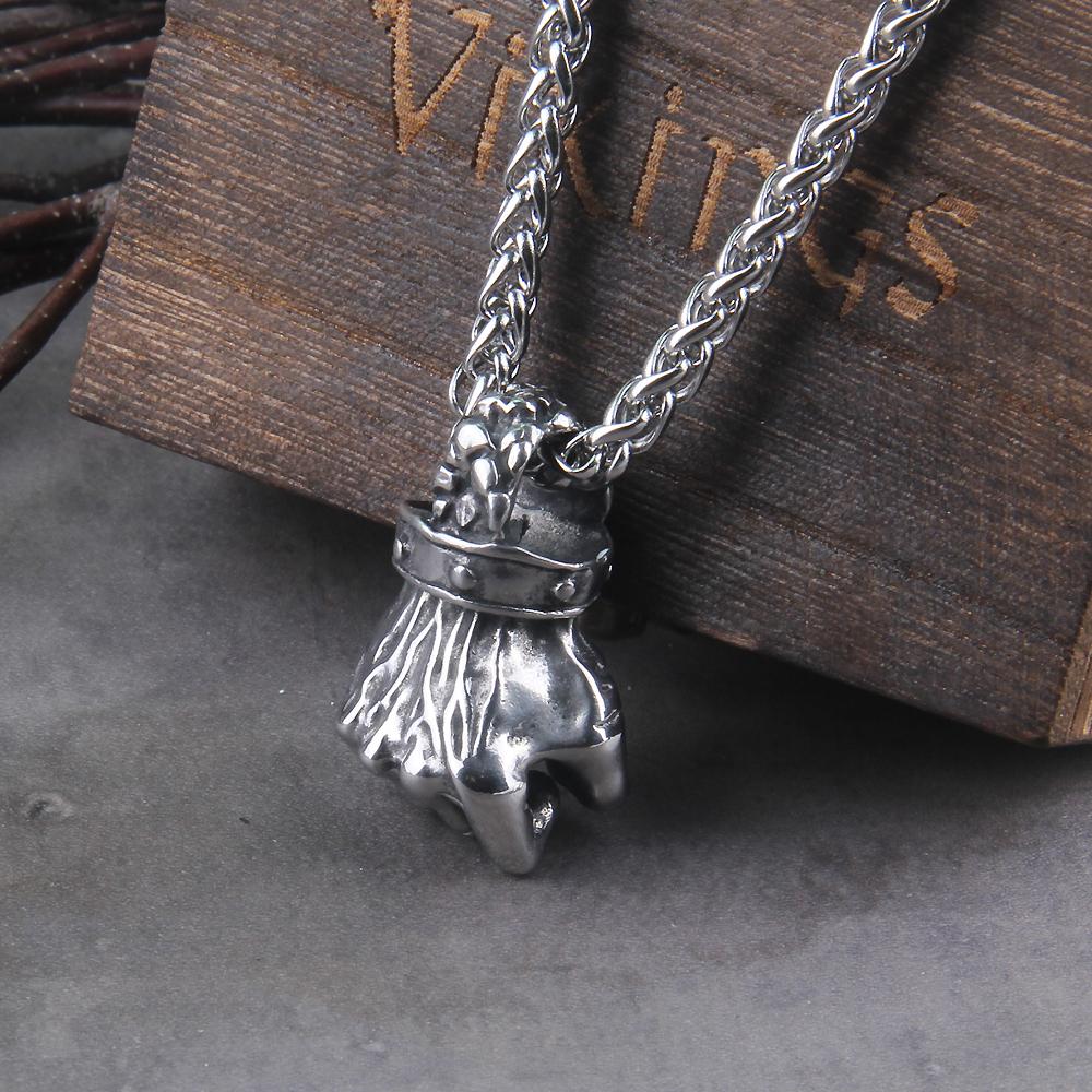 Stainless Steel Gothic Fist Pendant Necklace Cool Punk Jewelry Gift For Men Street Style Collar Hombre Neck Chains