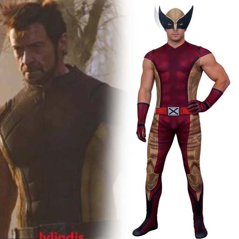 Costume Jumpsuit con Maschera di Wolverine degli X-Men per Cosplay e Halloween