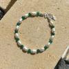 KIETIMOOR Green & Pearl Bracelet (Silver 925) Freshwater pearl green jade silver bracelet