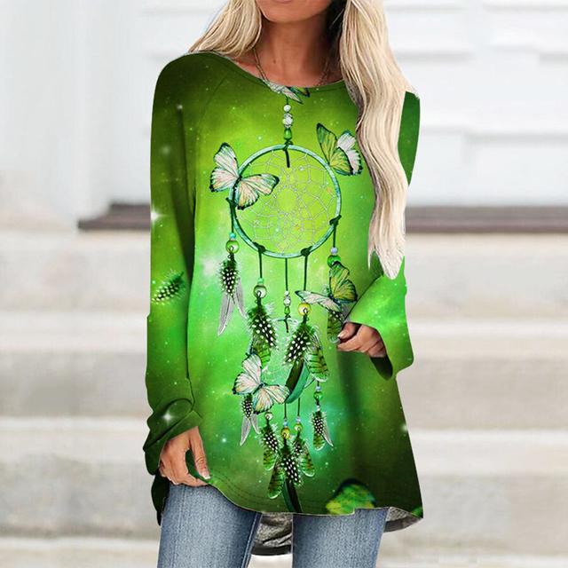 Móda Ženy Letní tričko Barevné tričko s potiskem motýla Outdoorové tričko s kulatým výstřihem volné Dámské Top Oblečení Plus velikosti S-5xl