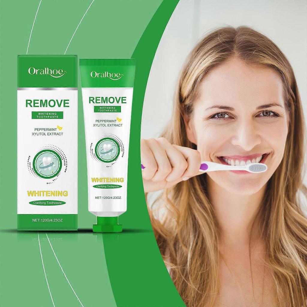 Whitening toothpaste gently cleans teeth dirt and stains, freshens breath, daily