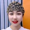 Women's Four-Season Thin Gold Thread Plum Blossom Beaded Lace Head-Wrapping Hat Breathable Hat Fashionable Hollow Pull-On Hat