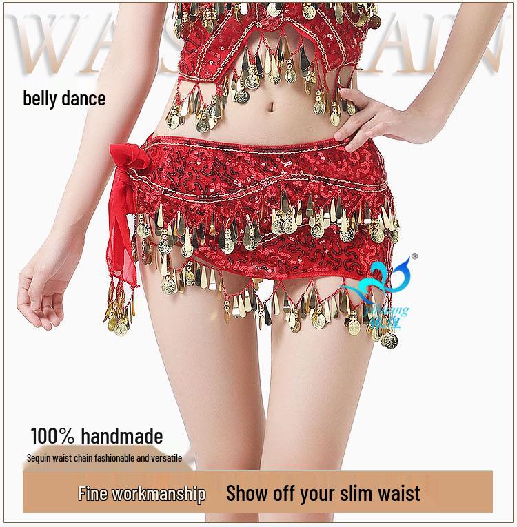 Sequined Hip Scarf with Tassel Coins for Jazz & Belly Dance Performance