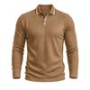 Men S Long Sleeve Polo Shirt Vintage Jacquard Solid Color Casual Top