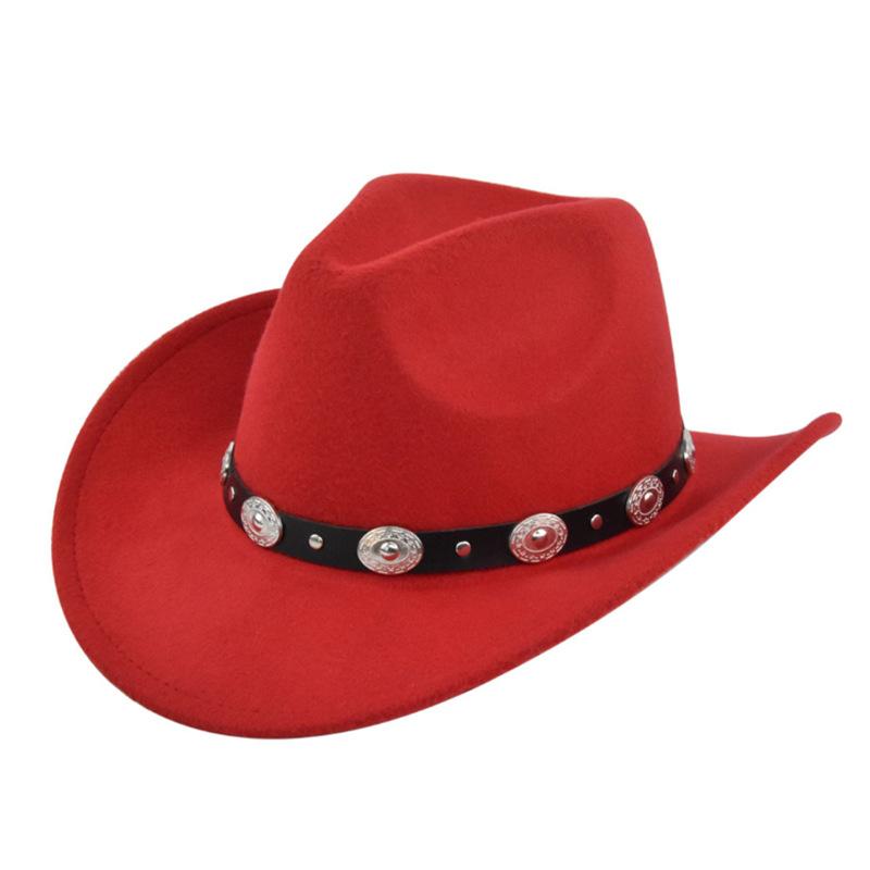 New Ethnic Minority Woolen Western Cowboy Top Hat Men and Women Couple Jazz Hat Hemming Europe and America