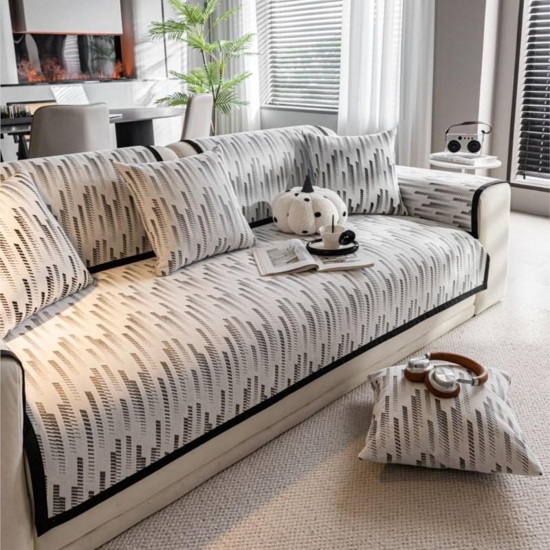 Autumn Home Non-slip Black White Sofa Cushion Couch Sofa Covers Mat Chenille Slipcover Funda Sofa Mat