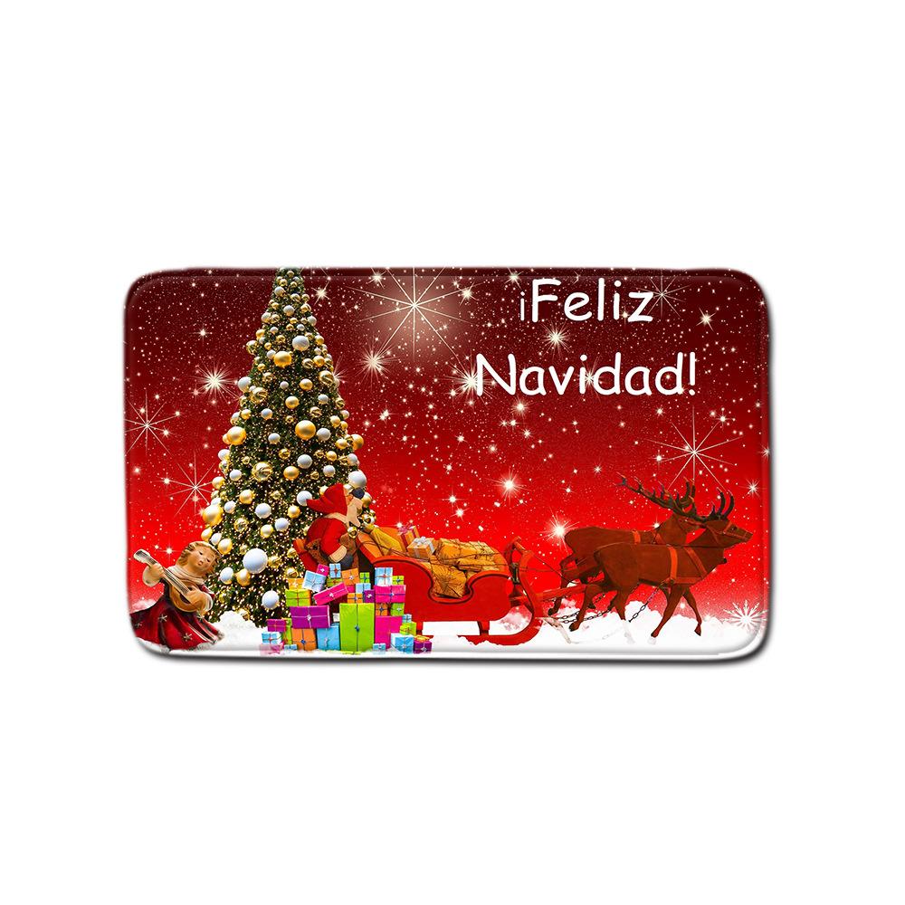 Christmas Bathroom Non-Slip Doormat Bathroom Waterproof Shower Curtain Toilet Floor Mat Four-Piece Shower Room Absorbent Carpet