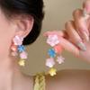 Resin Color Flower Tassel Earrings Sweet Small Fresh Dopamine Stud Earrings Simple Fashion Niche Earrings