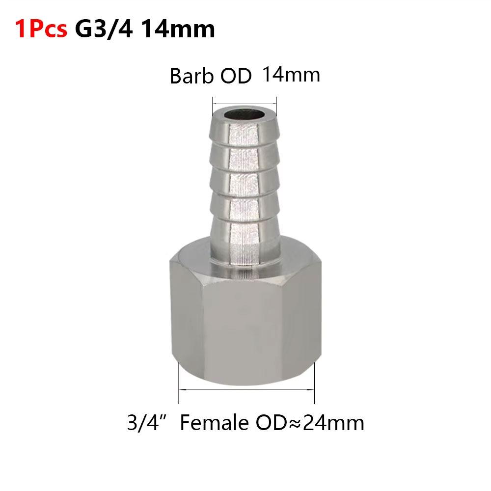 1Pcs 111 Stainless Steel Hose Barb Connector Silver Tone Straight Design Pipe Fitting Connector 6-19mm Barb Sizes