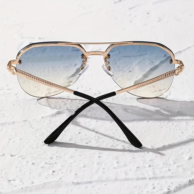 Classic Double Beam Half-Frame Pilot Fashion Glasses for Driving & Adventures