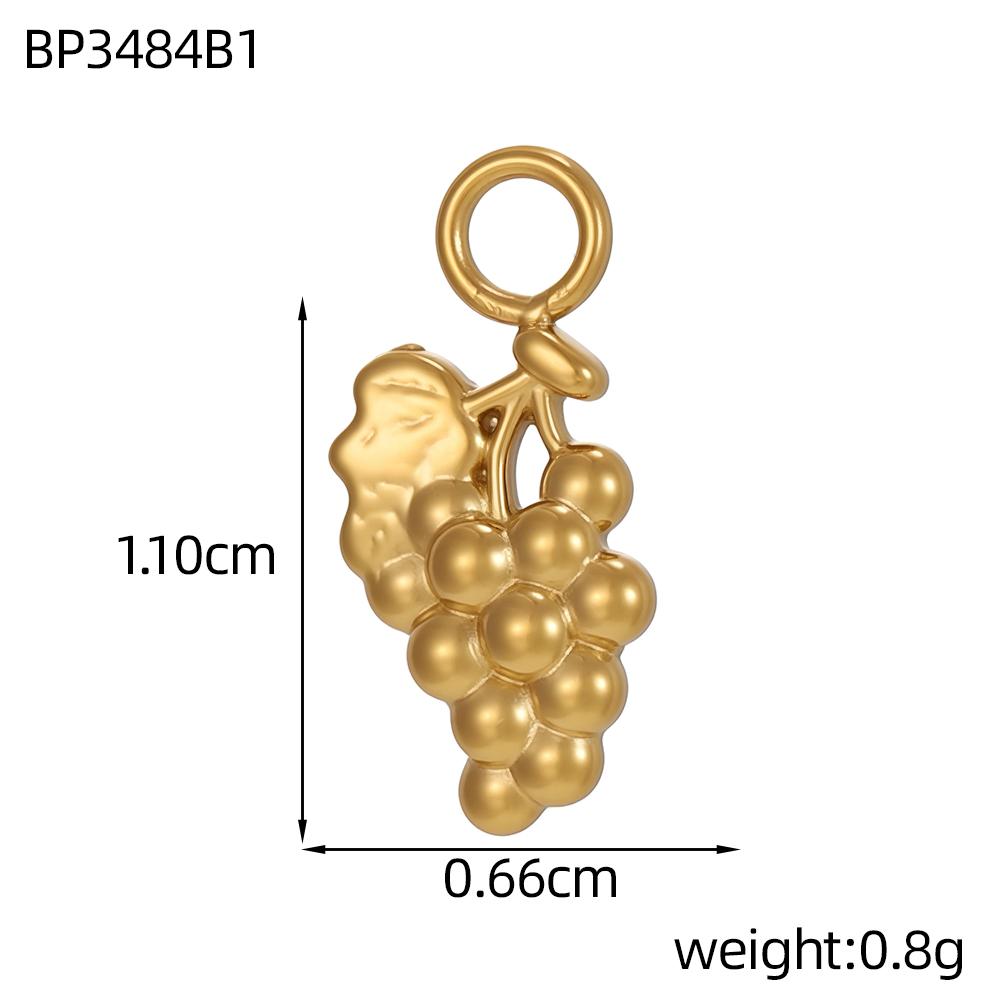 CARLIDANA Fruit Gold Plated Pineapple Avocado Strawberry Grape Pendant Stainless Steel Charms Accessories DIY Jewelry for Women
