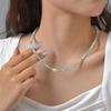 Jewelry, Stainless Steel Chain, Natural Stone Beaded Gold Necklace Ladies Nc-2296