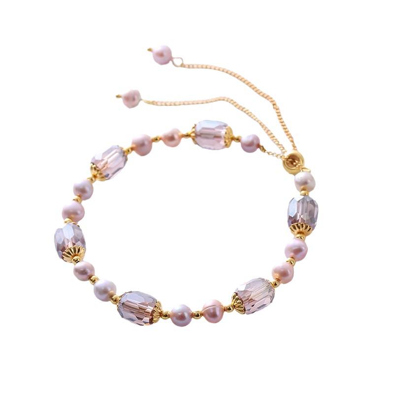 Korean Minimalist Crystal Pearl Beaded Bracelet - Cold Style Hand Jewelry Accessories