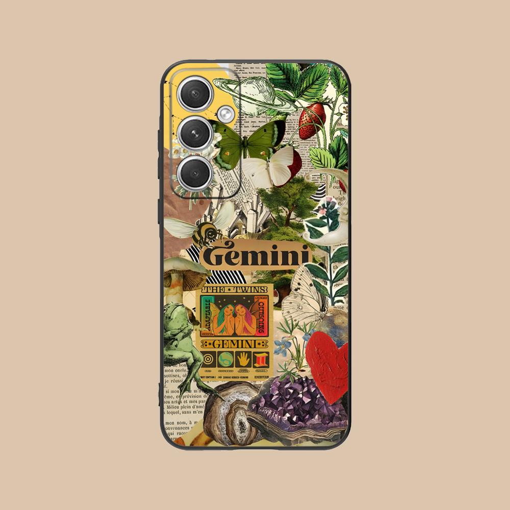 Zodiac Sign Gemini Phone Case for Samsung Galaxy S26 S25 S24 S23 S22 S21 S20 Note20 Plus FE Ultra Soft TPU Shockproof Cover