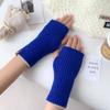 Cute Knitted Warm Half Finger Knitted Gloves Fingerless Solid Color Winter Fingerless Gloves Cashmere Thumb Hole Short Gloves