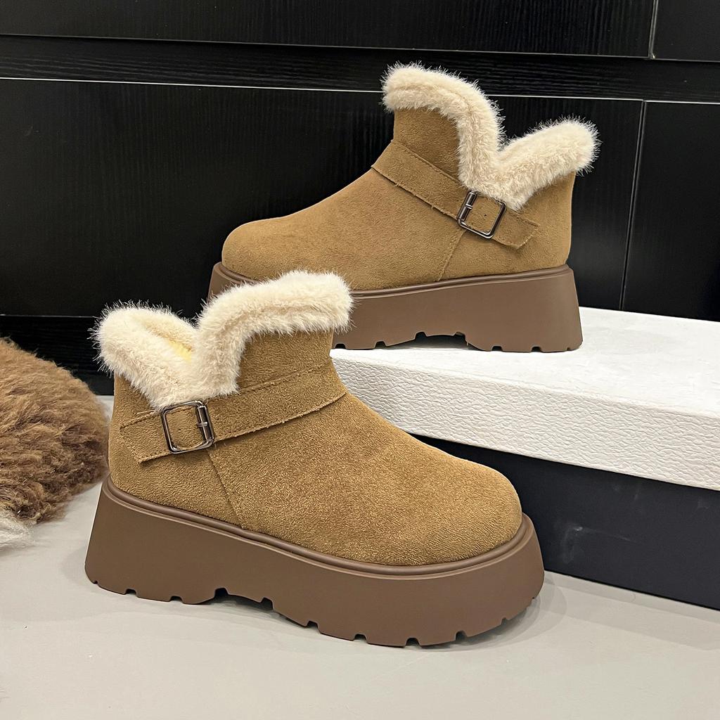 Women's Fur One Thick Bottom Heightening Winter Lightweight Warm Snow Boots Non-slip Wear-resistant Casual Sports Cotton Boots