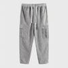 Men's corduroy trousers solid color sweatpants loose straight multi-pocket men's thin casual pants autumn and winter