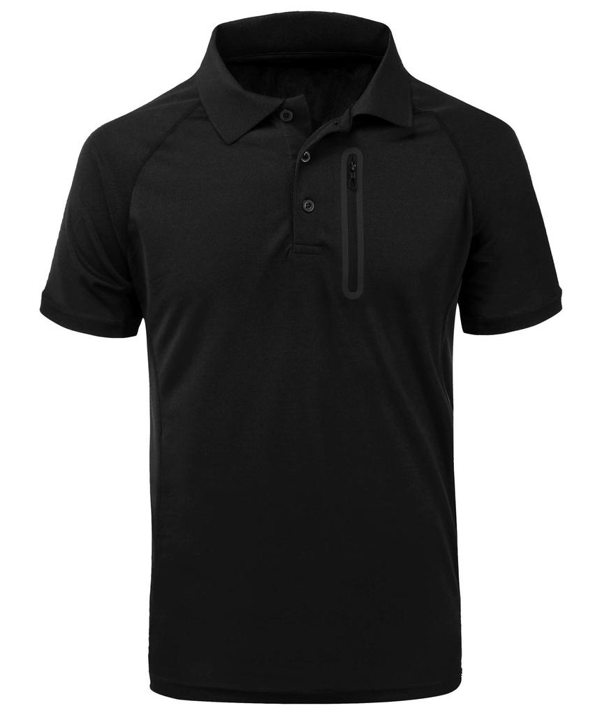 Summer Short Sleeve Tactical Shirt Men Performance Polo Shirts with Zipper Pocket Quick Dry Outdoor Travel Hiking Shirt USA Size