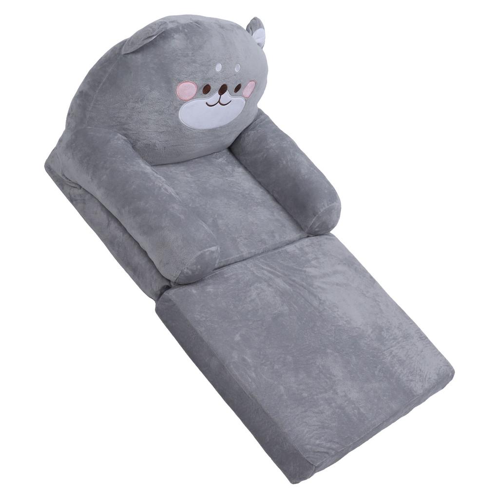 Kids Sofa Cartoon Gray Dog Style Foldable Wide Handle Soft Breathable Toddler Chair for Reading Relaxing Sleeping
