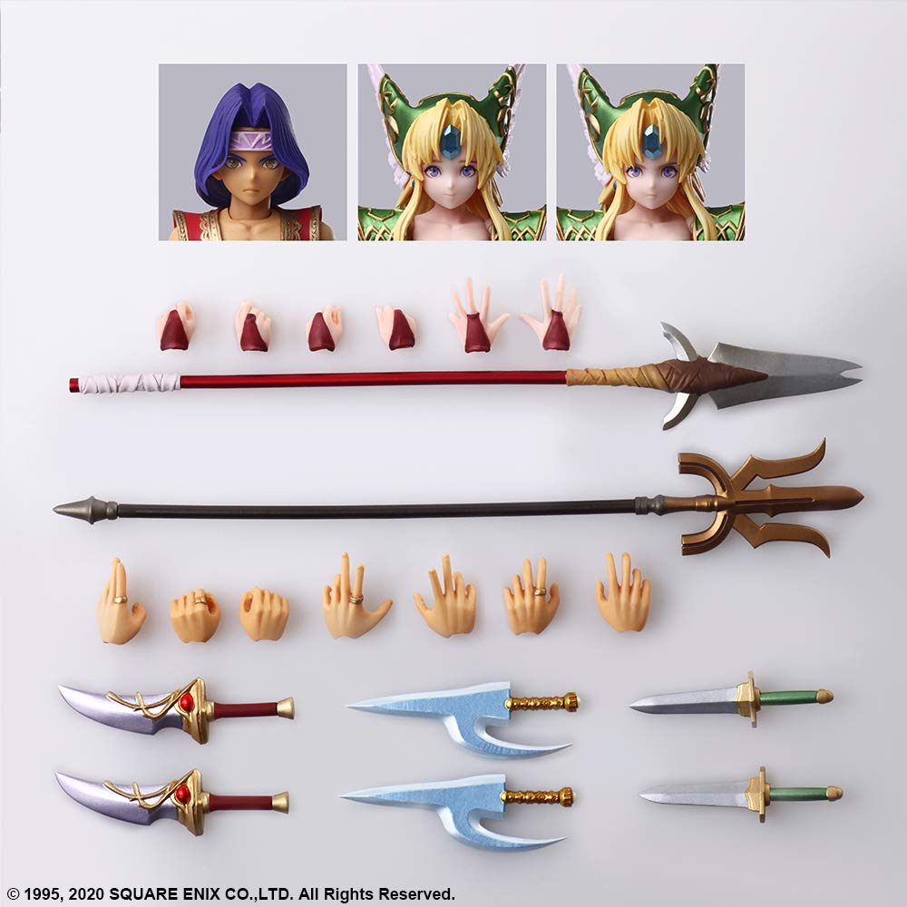 Secret of Mana 3 Trials of Mana Bring Arts Hawkeye & Reese PVC Painted Movable Figure