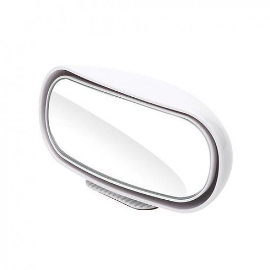 1PC Car Mirror Auxiliary Rear View Mirror Reverse Blind Spot 360° Adjustable White-