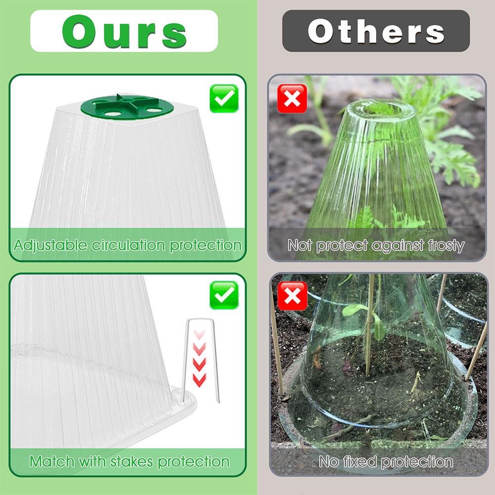 20-Pack Heavy-Duty Reusable Garden Cloches with Adjustable Vent Covers - Frost Protection & Animal Pest Deterrent for Plants