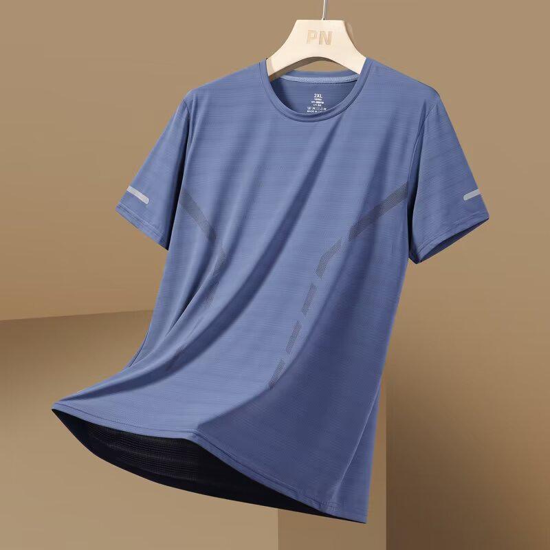 Men's Summer Quick-Dry Mesh Fitness T-Shirt, Elastic Casual Half Sleeve