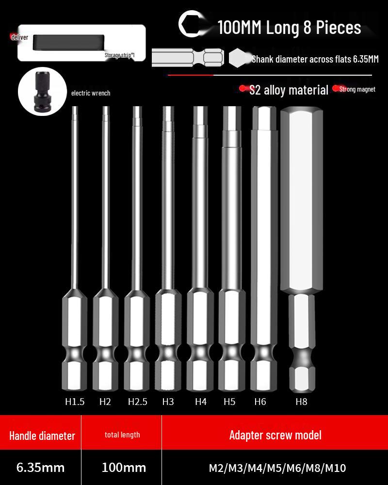 Hexagonal Driver Bit Extension for Screwdriver and Drill