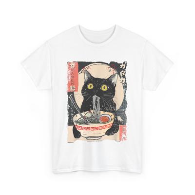 New Kawaii Cat Eating Ramen Noodles Funny Anime Gift Girls Teens T-Shirt