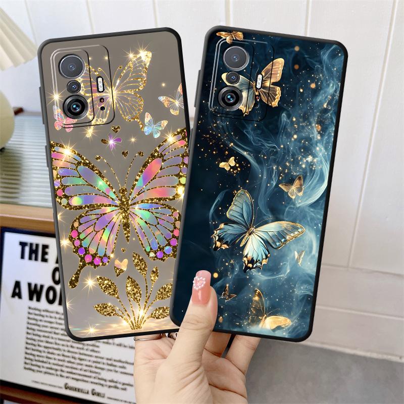 Funda Phone Cover Case for Xiaomi Mi 11 10T 13 Lite 14 12 12T Pro 11T 12X 15 Pro Creative Cartoon Butterfly
