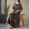 Floral Print Vintage Maxi Dress for Women Plus Size Spring Summer Loose Long Dress