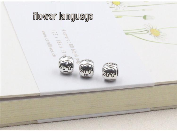 S925 Sterling Silver Elephant Barrel Spacer Beads for DIY Bracelets