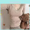 Pure Elegance T Shirt With Lace Patching For Winter Casual Women