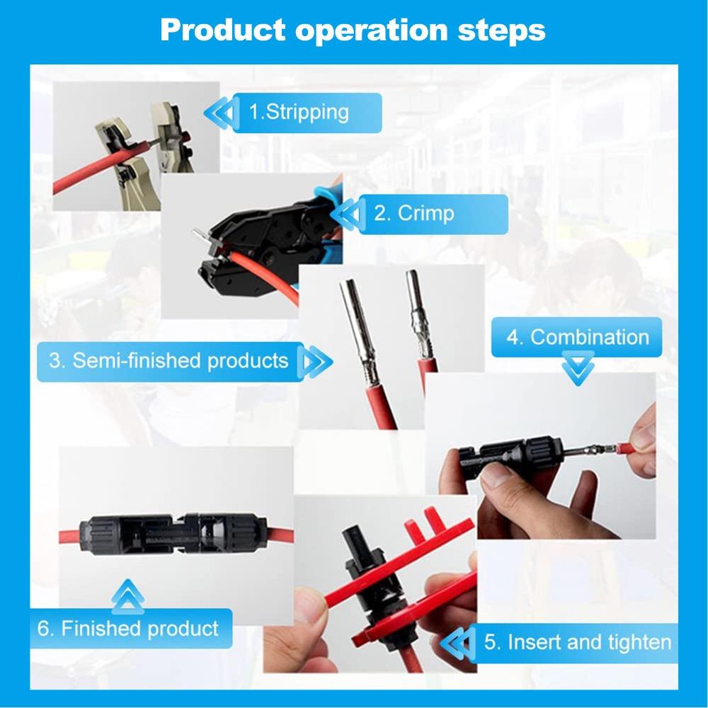 1 Pair Black&Red Solar Adapter Extension Cable 4mm² Solar Extension Cable  Mounted Solar Plug